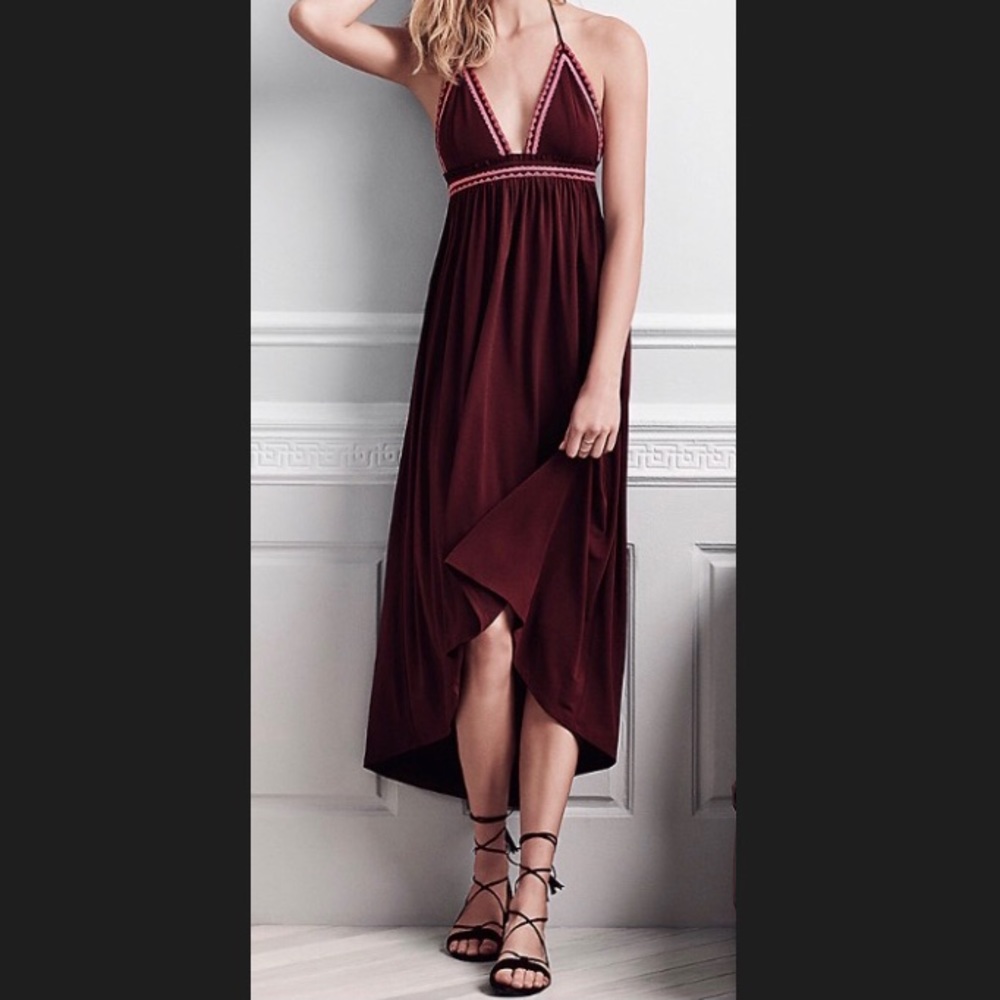 SOLD** Express Embroidered Trim Halter Maxi